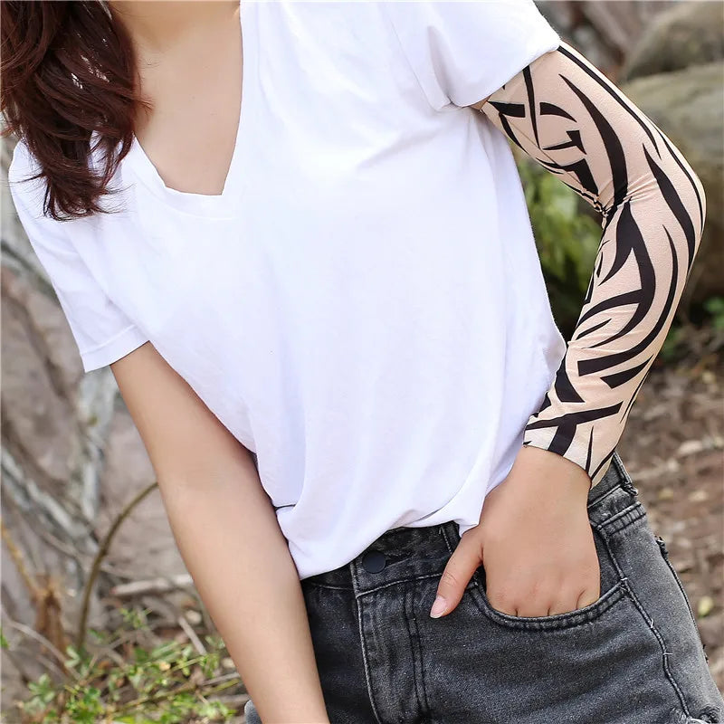 Tattoo Print UV Protection Arm Sleeves – Cooling &amp; Quick-Dry (Unisex)