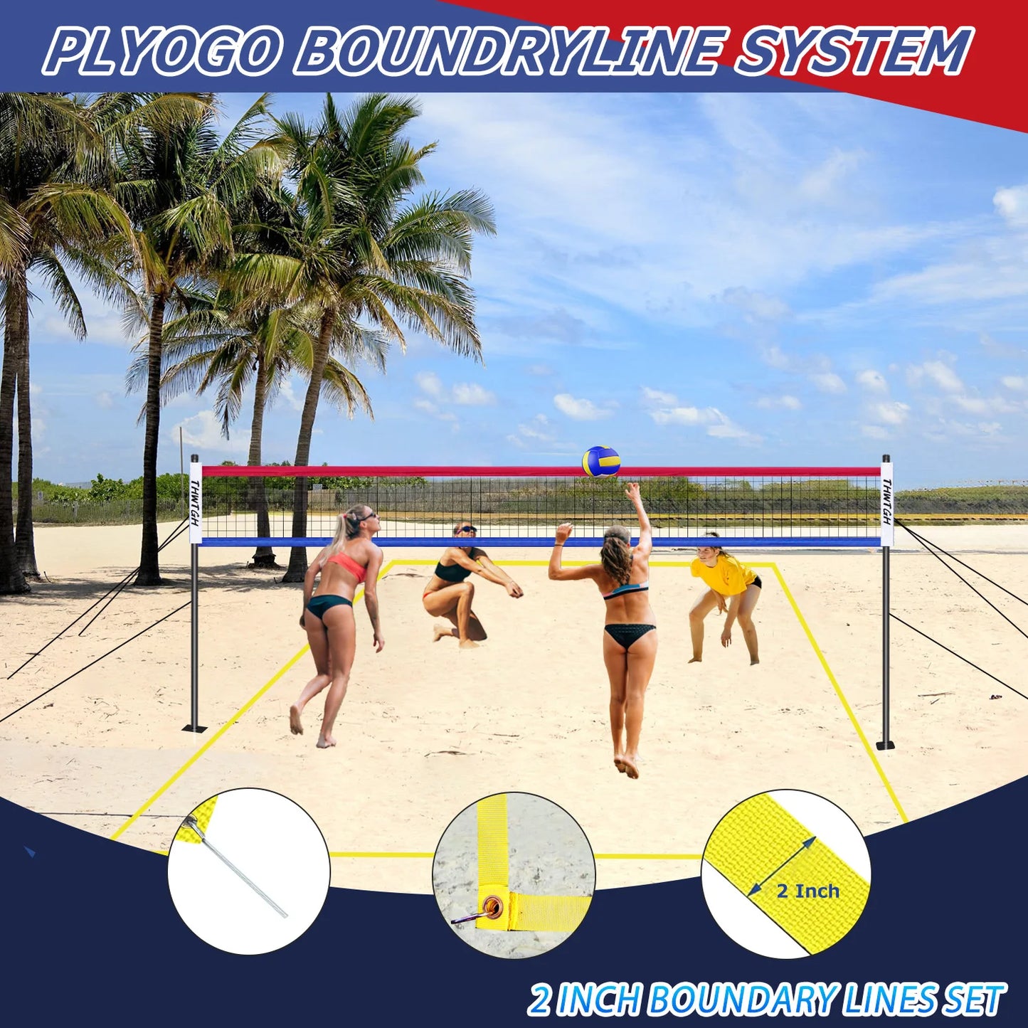 Portable Outdoor Volleyball Net Set with Adjustable Aluminum Poles