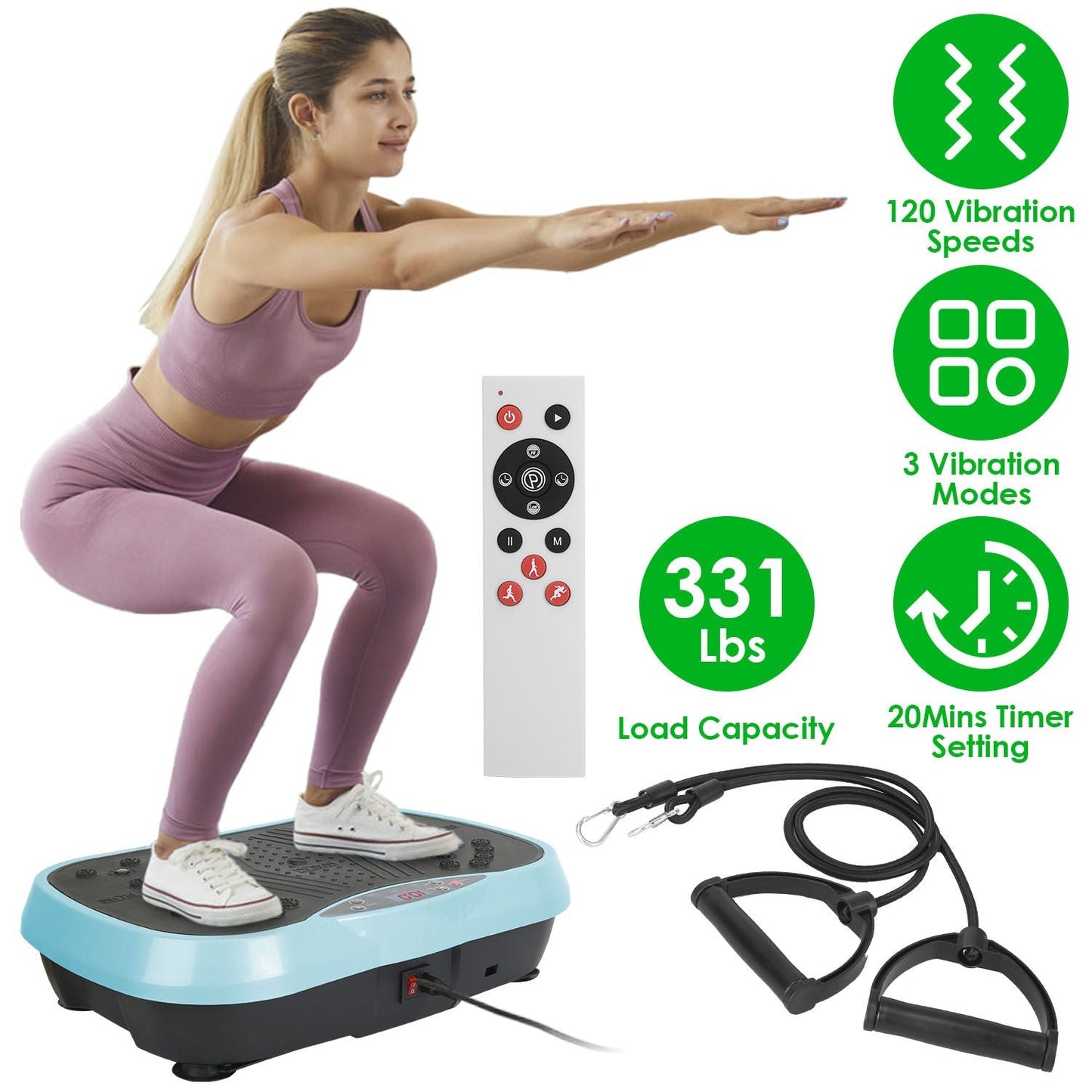 Whole Body Vibration Exercise Machine with Resistance Bands