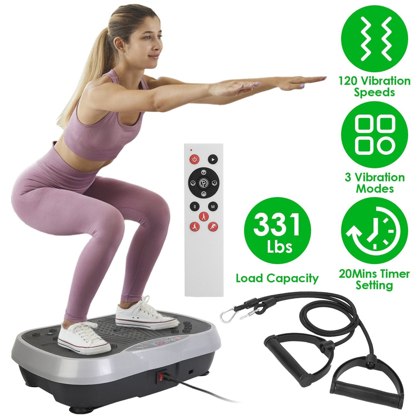Whole Body Vibration Exercise Machine with Resistance Bands