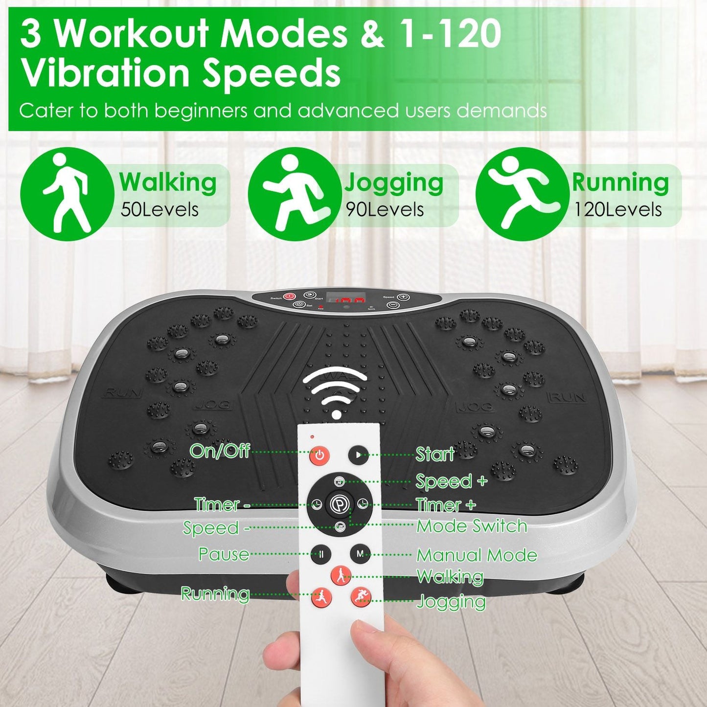 Whole Body Vibration Exercise Machine with Resistance Bands