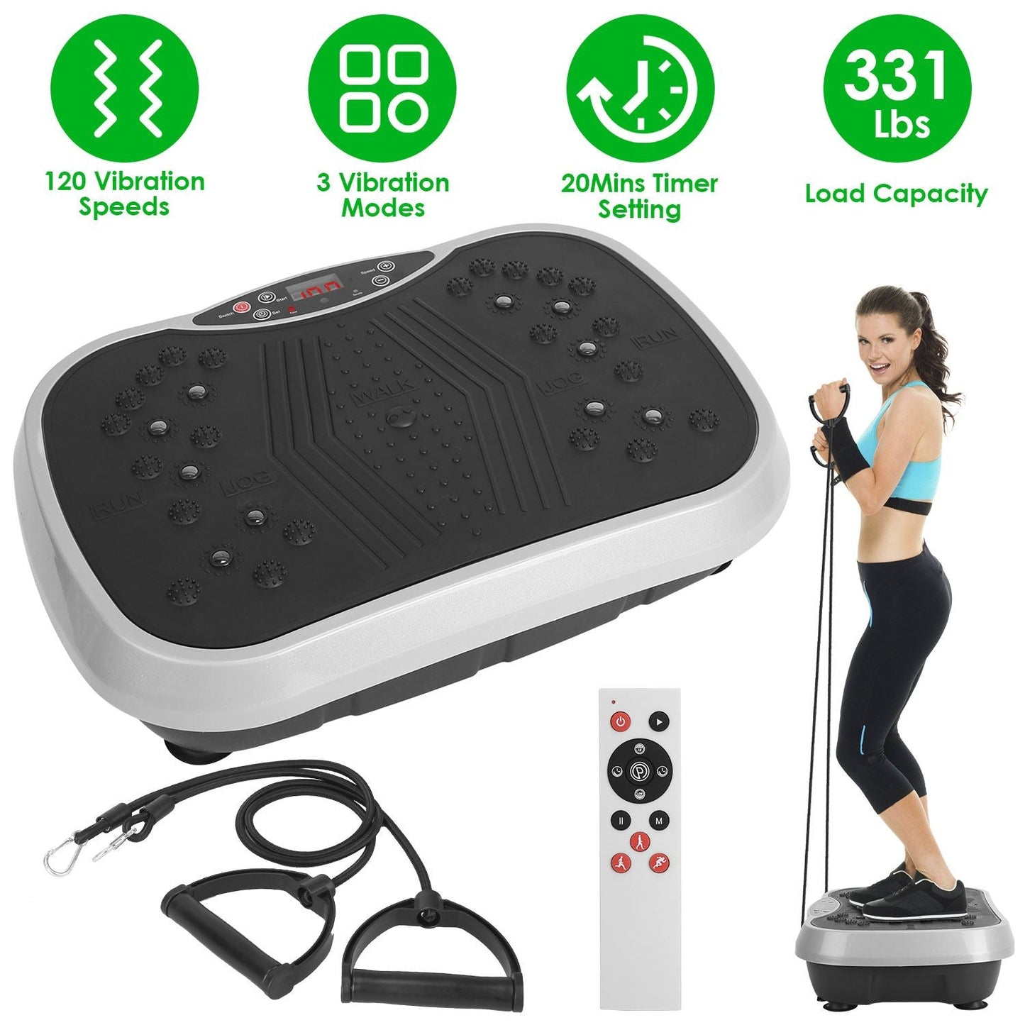 Whole Body Vibration Exercise Machine with Resistance Bands