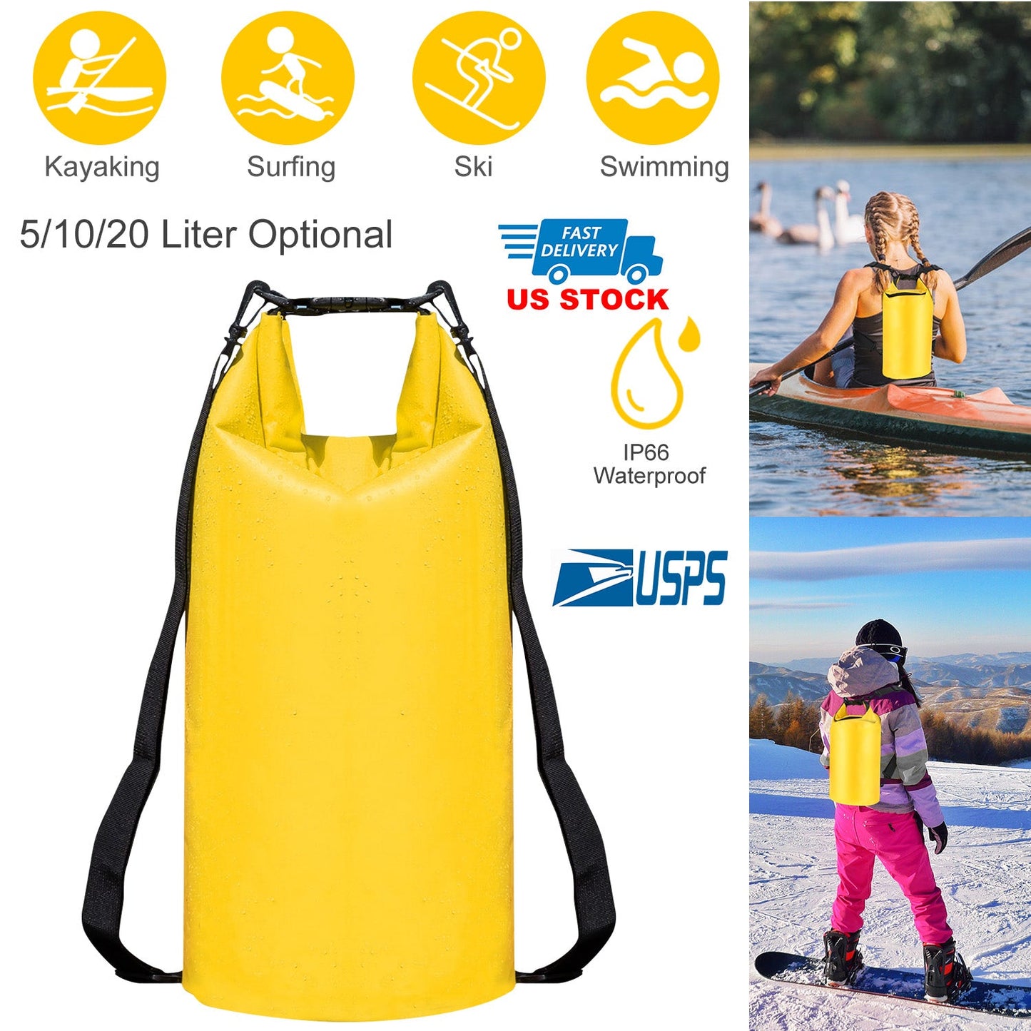 Waterproof Roll-Top Dry Bag Backpack